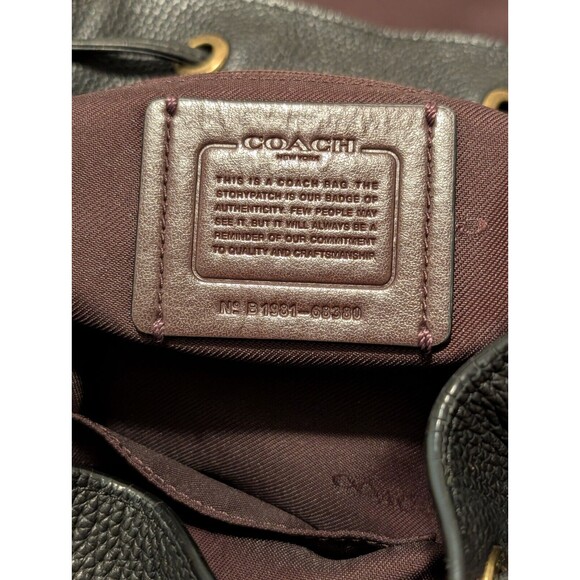 Coach Black Pebbled Leather Backpack Bag Authentic Evie Goldtone Hardware - Picture 8 of 12